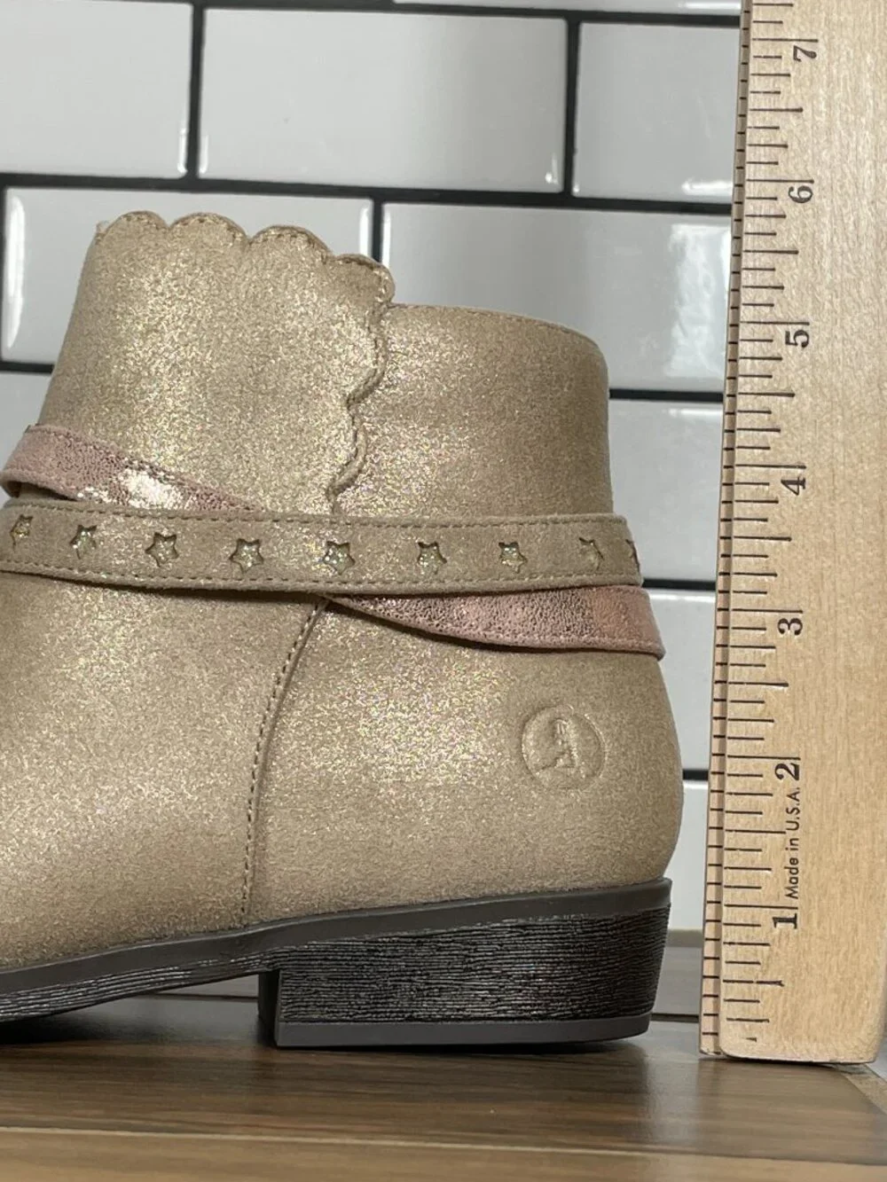 Lands End Shoes Girls Sz 2 Platino Shimmer Multicolor Zip Up Western Bootie NEW